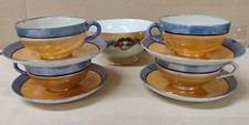 4 Tasses Anciennes Nacré Porcelaine Coquille D'oeuf + 1 Bol irisé