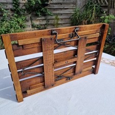 Tabouret Ancien Pliant En Bois De Hêtre, Chaise Campagne, Pêche Camping Vintage 