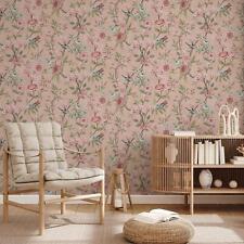 Eleanor Floral Papier Peint FD43445 Rose Chinoiserie Oiseaux Feuille Sentiers