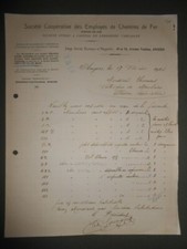 ancienne lettre société coopérative des employés des chemins de fer Angers 1914