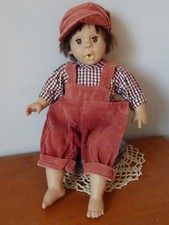 POUPEE D'ARTISTE  SIMBA VINTAGE  EXPRESSIVE YEUX BRUNS CORPS CHIFFON 38CM