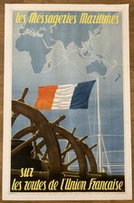 Affiche Messageries Maritimes Sur Les Route De L’union Française 
