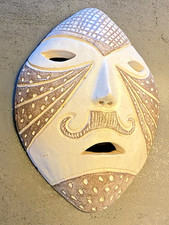 RARE :  Masque en Céramique émaillée Poterie d' ACCOLAY - Yonne. Très Bel Etat