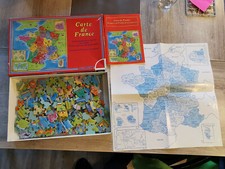 puzzle de la carte de france,1998,200 pcs+livret illustré+poster,dujardin,occas