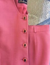   Tailleur en Lin rose  Veste et Jupe Marque FEDORA  Taille 38 Vintage TTTBE