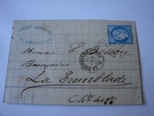 LETTRE du 19/10/1872 de LA ROCHELLE à LA TREMBLADE. OBLITERATION LOSANGE LRP.