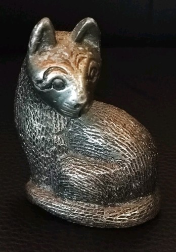 Figurine chat métal objet - chat, en