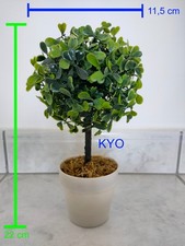 Petit Arbre buis rond Hauteur 22 cm Diamètre 11,5 cm bonsaï artificiel pot blanc