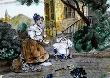 Assiette en faïence de  CREIL "Enfant gâté"