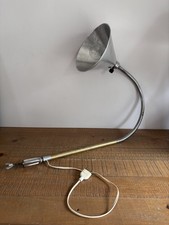 Ancienne Lampe d'Atelier Industrielle Chromée Et Laiton Flexible - Vintage