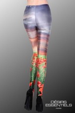 Leggings femme Paysage Fleurs Coquelicots  Caleçon- Pantalon - Slim