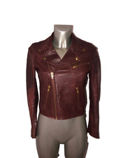jolie veste blouson perfecto en cuir patiné bordeaux MAJE exitor taille 36 (S)