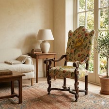 Fauteuil Baroque Ancien Noyer