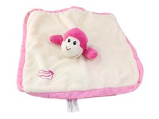 Doudou plat Singe blanc rose