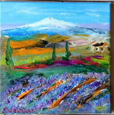 LE MONT VENTOUX PROVENCE PARIS ART  TABLEAU PEINTURE HUILE JUMEAUX JEAN PIERRE