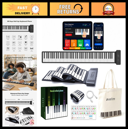 Key roll piano keyboard - up,