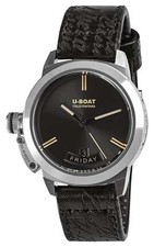 U-Boat Classico Vintage Automatique Acier Gris Cuir Jour / Date Homme Montre