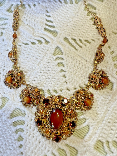 Collier ancien tchèque doré - collier,