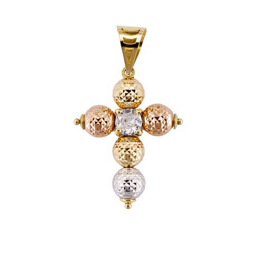 Pendentif collier croix boules - collier,