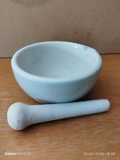Ancien Mortier De Pharmacie blanc Porcelaine et biscuit