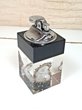 BRIQUET DE TABLE INCLUSION HUITRE PERLE PIERRE GIRAUDON 1960 RESINE