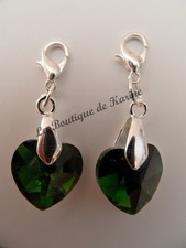 2 CHARMS BRELOQUE COEUR VERRE