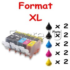 Lot de 10 cartouches génériques - Encres 525/526 XL pour imprimantes Canon