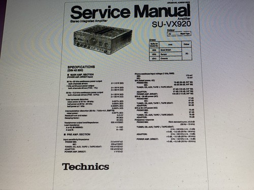 Technics vx920 service - technics, su-vx920