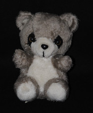 🐻Peluche doudou ours CP INTERNATIONAL gris blanc yeux nez durs 20 cm assis BE