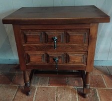 Ancienne Table D'appoint En Bois Avec 2 Tiroirs  Vintage ( Réf : SC)