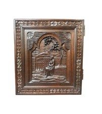 French Large Breton Carved Oak Door, Cabinet Antique Panel, 19th