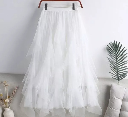 Jupe tulle blanc long - tulle,