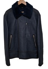 blouson  Veste Hermès en cuir d'agneau détails veau et col en fourrure de mouton