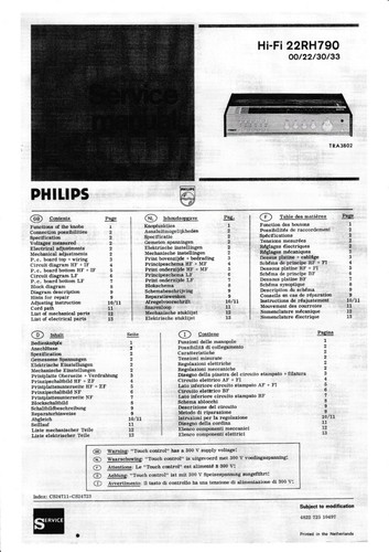 Service manuel instructions - service, d'instructions