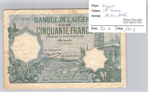 Billet algérie francs - 50,