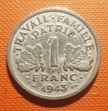 PIECE UN FRANCS 1943 ALU BON ETAT RARE PETAIN FRANCISQUE