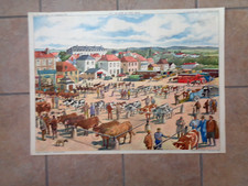 AFFICHE PEDAGOGIQUE ROSSIGNOL  LA FOIRE DE GROS BETAIL - LA MANUFACTURE TEXTILE