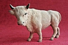 Devineau - Ancien petit boeuf Plâtre & Flocage -  Santon Crèche de Noël 