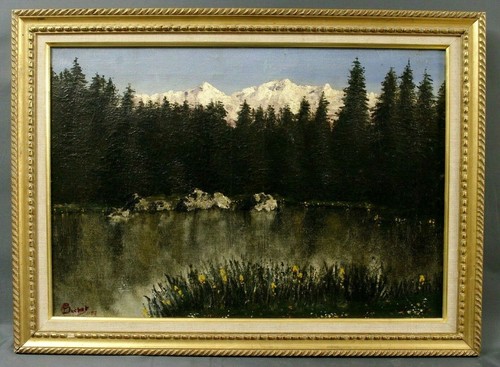 Tableau 1927 lac montagne - tableau,
