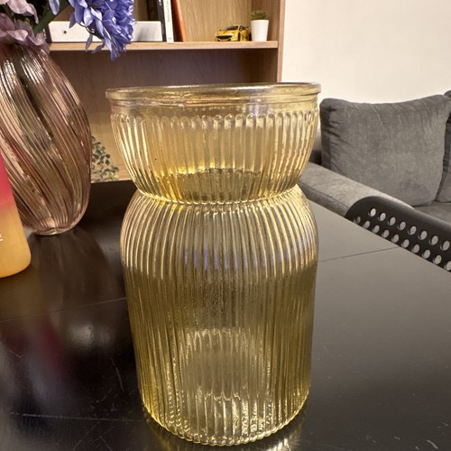 Vase verre nervuré - vase, nervuré/strié