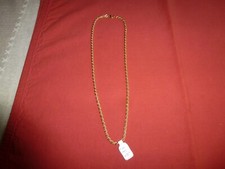 SUPERBE CHAINE PLAQUE OR TOUR DE COU TORSADEE FEMME 45 CM NEUVE