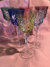 CRISTAL ST LOUIS 6 ANCIENS GRANDS VERRES À VIN COULEUR H 20 cm