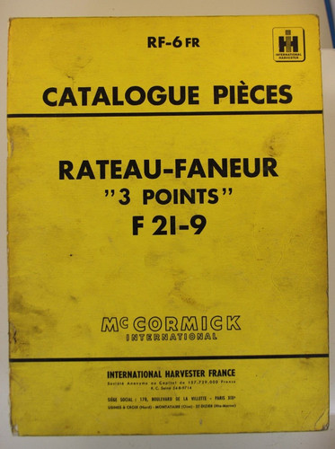 Catalogue pièces rateau - pièces, ih