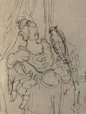 beau Dessin Femme Au Perroquet