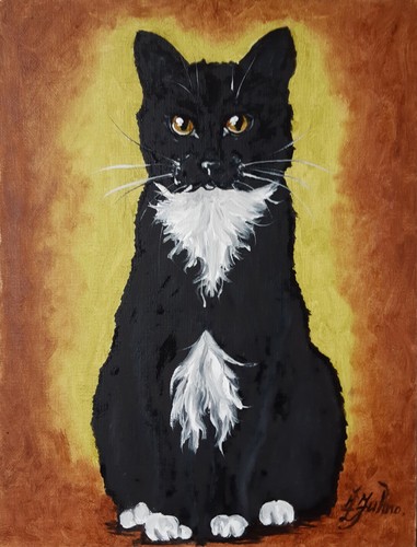 Peinture chat noir - , et