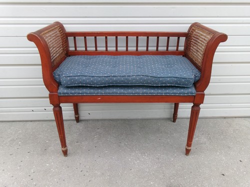 Caned bench french chippendale - caned,