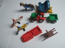 LOT PLAYMOBIL VINTAGE jouet velo VTT tracteur poney luge cheval a bascule