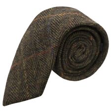 Cravate À Carreaux En Herringbone Vert Olive Foncé Pour Garçons, Tweed
