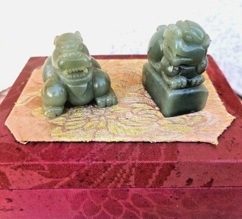 Deux statuette jade hetian - deux,