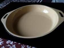 FRANCE ENAMELWARE DISH with SLOTTED HANDLES